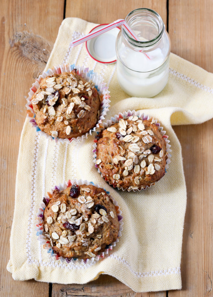 Whole Wheat and Oat Apple Cranberry Muffins
